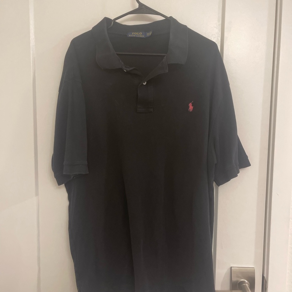 Ralph‎ Lauren Men's Polo Shirt in Black Pink Logo Classic Preppy